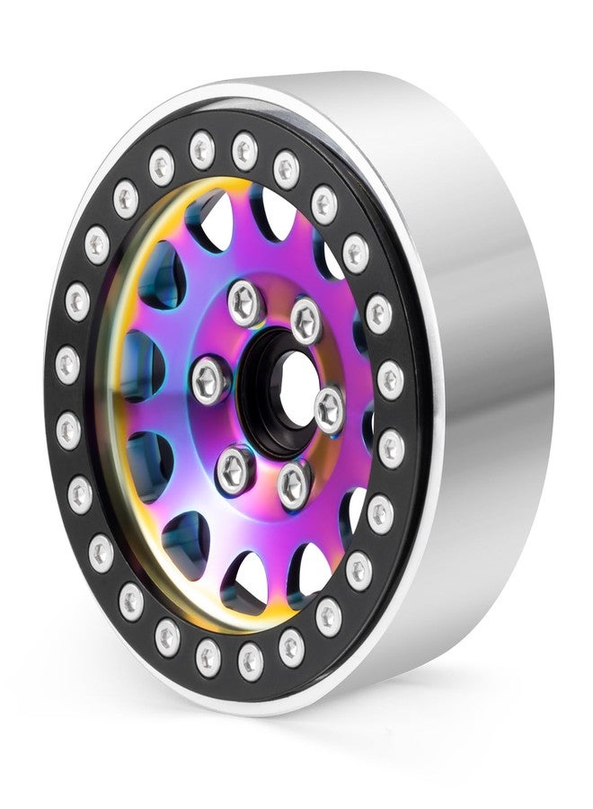 JGGZONE Aluminum 1.9 Inch Beadlock Wheels RC Wheel Rim Set Wheel Hub 35mm Width for 1/10 RC Crawler TRX4 Axial SCX10 I II III 90046 AXI03007 D90 12mm Hex (Multicolor+Black) - Image 2